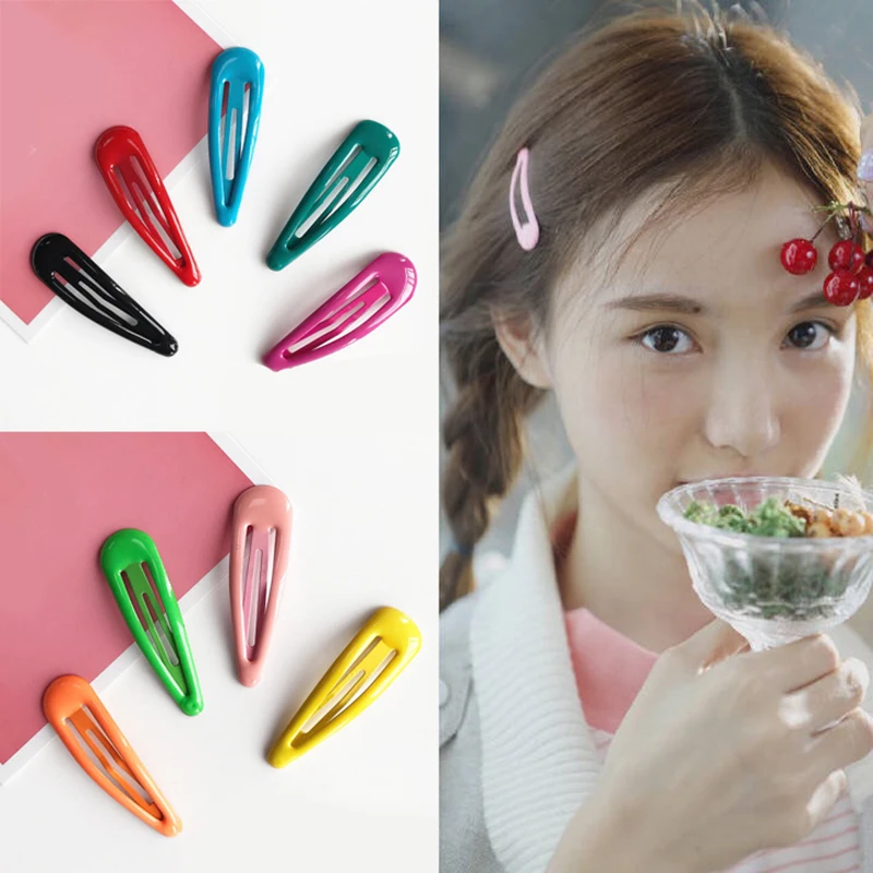 

1pc Glitter Candy Color Girls Snap Hair Clip Children Mini Waterdrop Hair Pins Women Hair Accessories Cute Metal Barrette