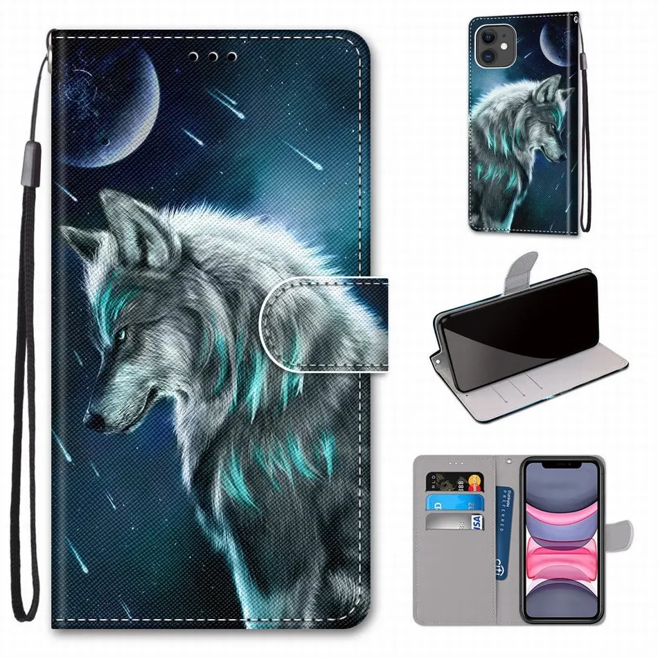 Флип чехол Fierce Lion Tiger Wolf для Samsung Galaxy A10 A10S A20S A20E A20 A2 Core A30 A40 A50 A60 A70 A80 Capa