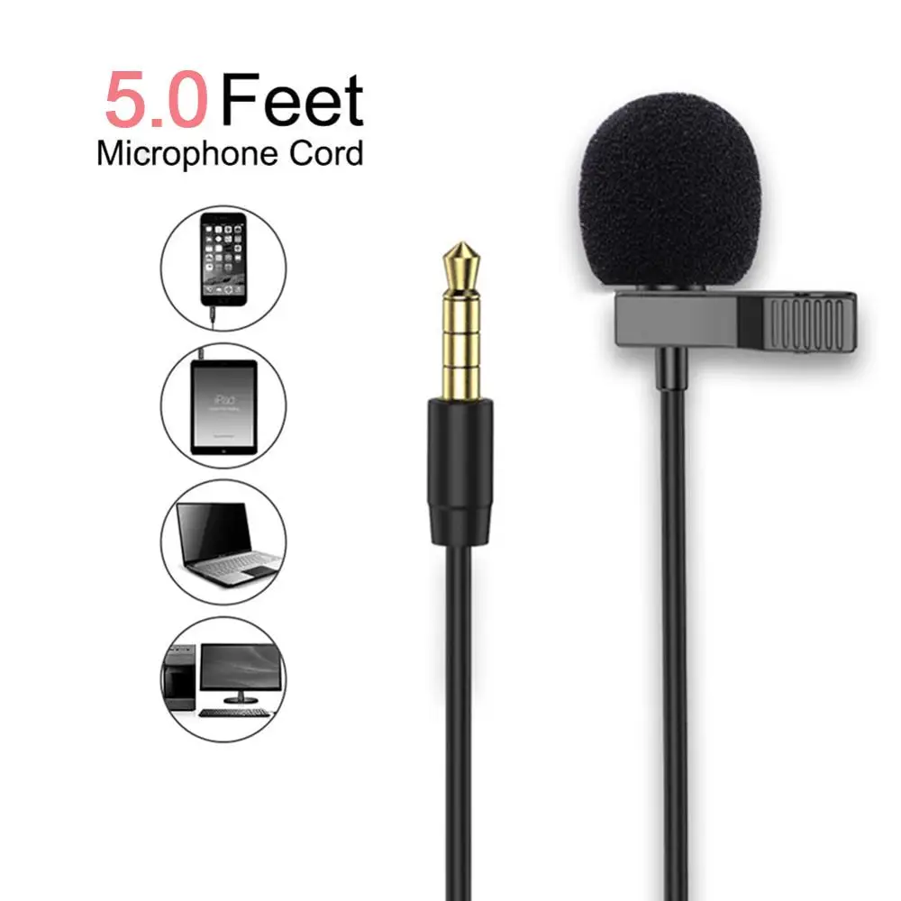 Mini micrófono portátil con pinza de condensador, 1,5 m/3m/6m, 3,5mm, con cable tipo C, para teléfono y portátil