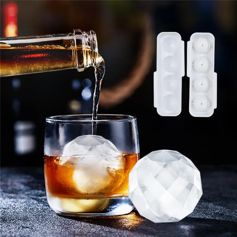 4-Cavity Ice Cube Maker Chocolate Mould Tray Ice Cream DIY Tool Whiskey Wine Cocktail Ice Cube 3D Silicone Mold