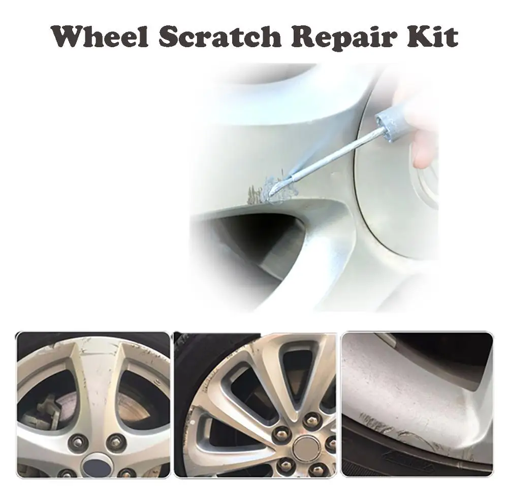 Aluminum Alloy Wheel Scratch Repair Kit Adhesive Universal Silver Paint