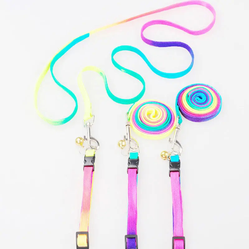 Soft Walking Harness Lead Adjustable Pet Puppy Chain 1.2M Rainbow Mascotas Pet Dog Puppy Leash