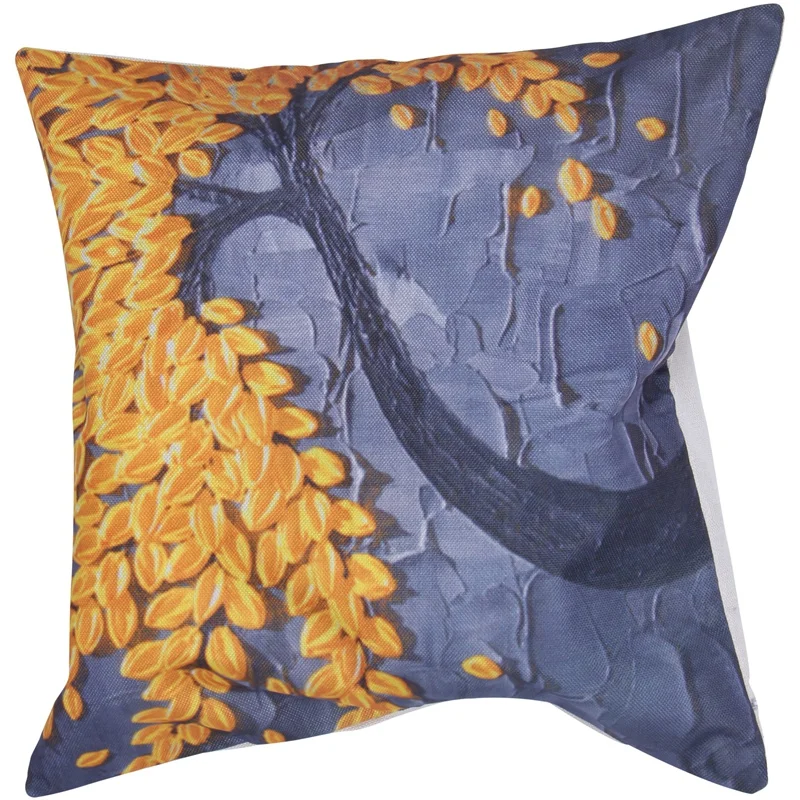 Fashion Cotton and linen Square Pillow cases Gray + yellow flowers