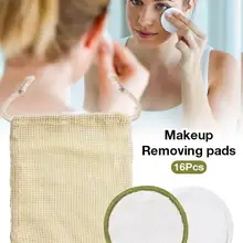 16 шт для удаления макияжа ватный диск многоразовые бамбуковые волокна моющиеся круглые подушечки для лица глаз