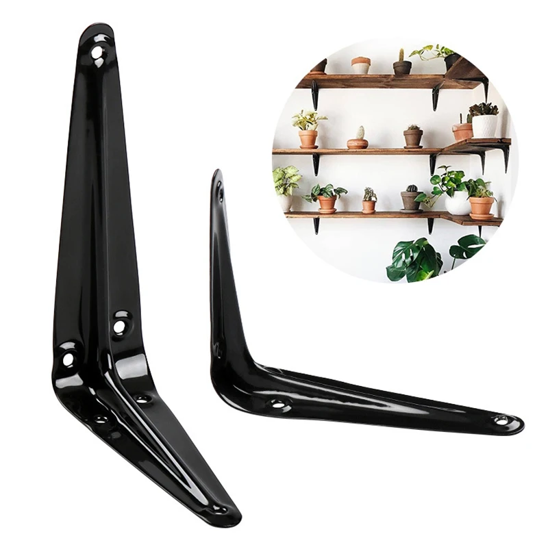 Black Metal Floating Shelf Bracket Rustic Farmhouse Decorative L Brackets for Shelves Wall Mount Corner Brace 12 Pack