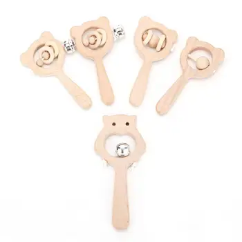 

Baby Puzzle Early Education Rattle Animal Shape Cartoon Infants And Young Children Grasping Children's Wooden Bell Toys New