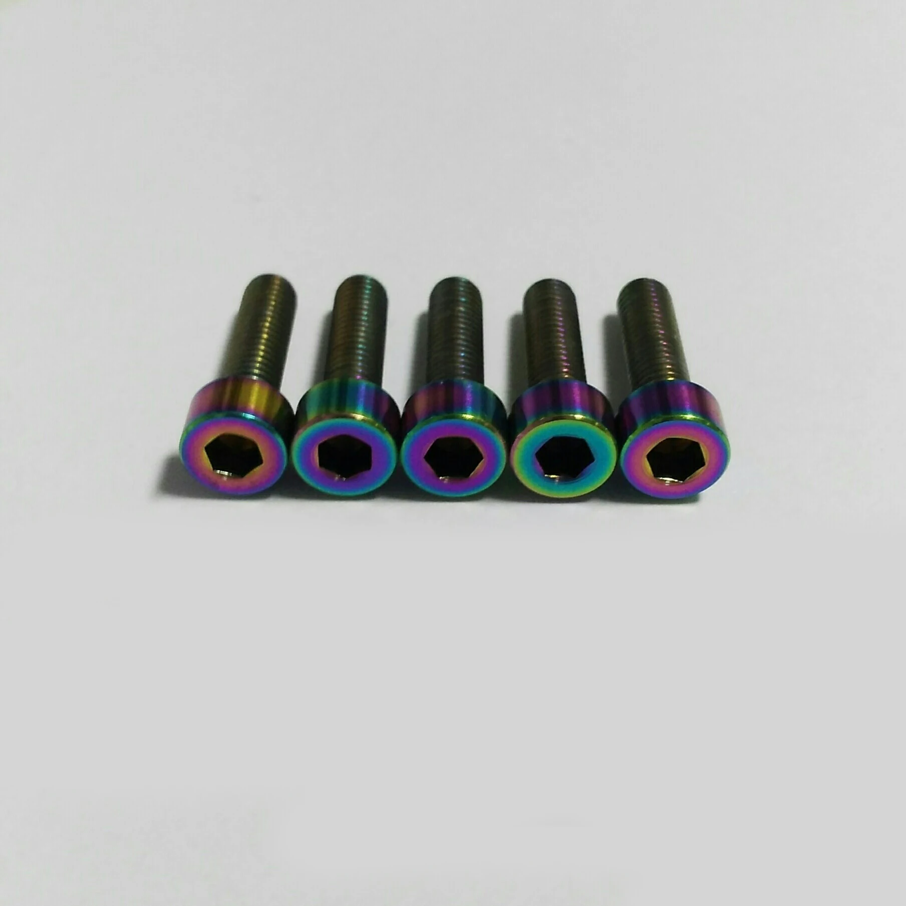 Multicolor 2pcs M5 titanium alloy screw bolt Allen column head screws hex socket cup bolts Ti machine thread nail