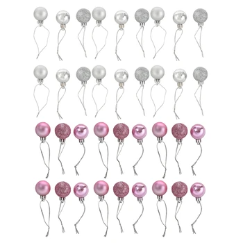 

48Pcs Chic Christmas Baubles Tree Plain Glitter XMAS Ornament Ball Decoration Silver & Pink