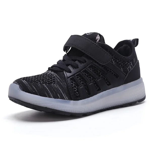 Blue Pink Black New 25-37 USB Charger Glowing Sneakers Led Children Lighting Shoes Boys/Girls illuminated Luminous Sneaker - Цвет: Черный