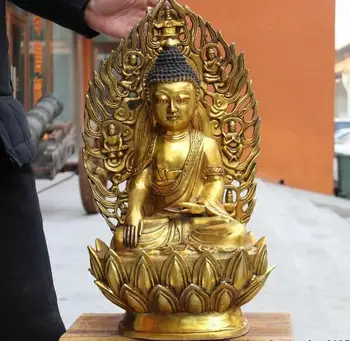 

Tibet Buddhism Temple Copper Gild Shakyamuni Sakyamuni Amitabha Buddha Statue