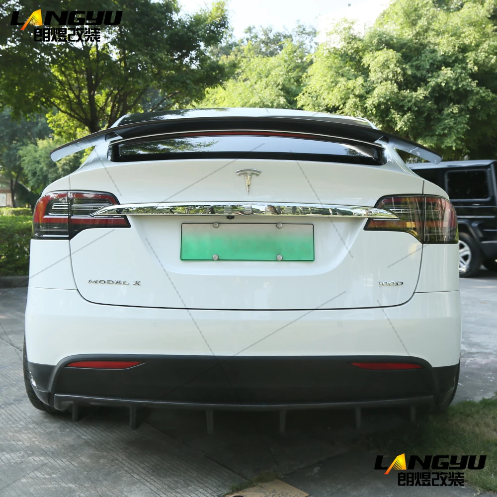 Для Tesla модель X углеродное волокно широкий обвес комплект спойлер крыло вспышки Sideskirts диффузор для губ капот