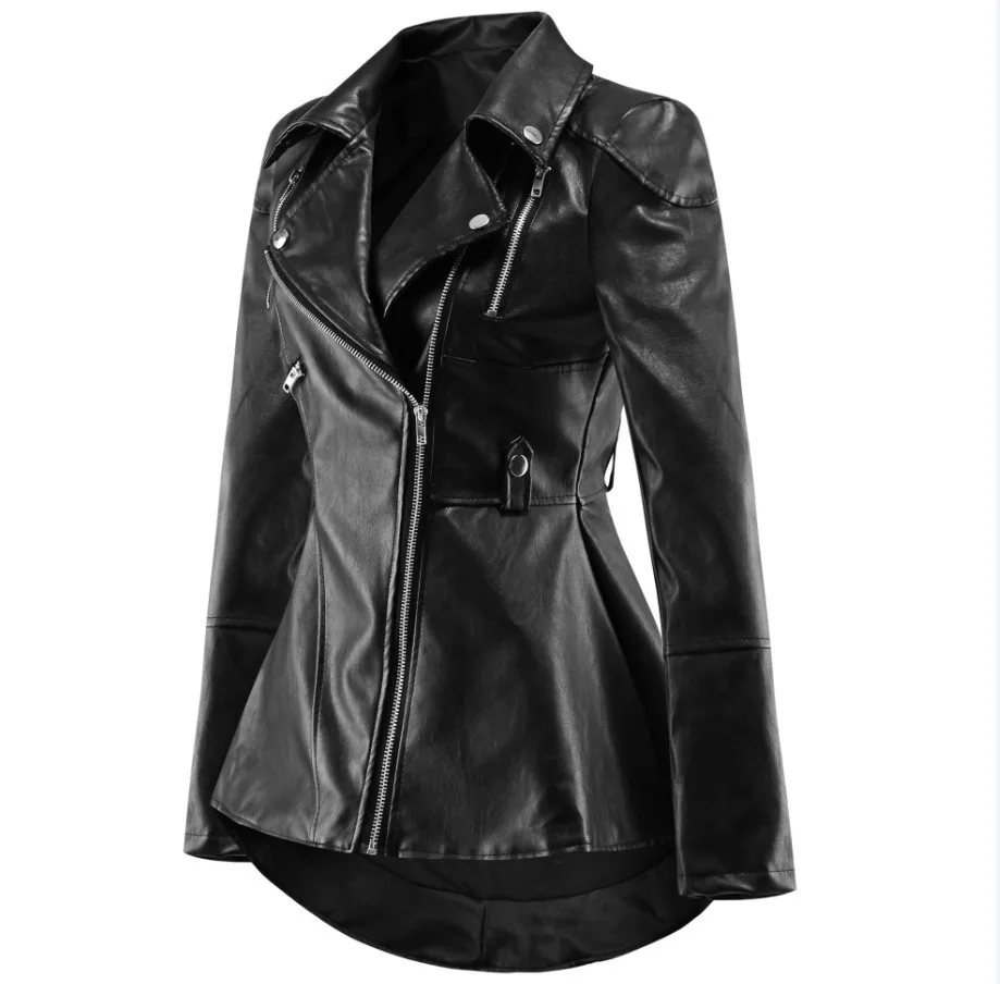 Трендовая женская кожаная куртка на молнии обтягивающий Байкерский жакет верхняя одежда в стиле панк осень зима для женщин девочек оверсайз