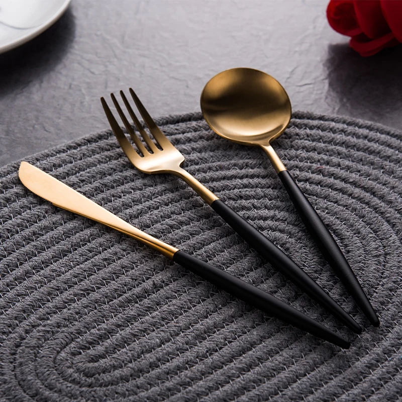 black Onlycook 304 из нержавеющей стали западные столовые приборы набор Европейский стиль западные столовые приборы набор из 3 - Цвет: black