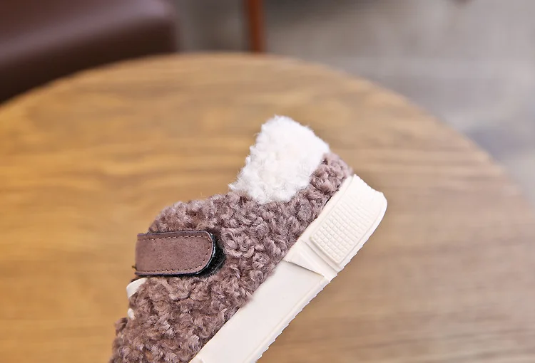 Children Sneakers Winter fashion LAMBS WOOL Keep Warm Sports Shoes for Girls Boys Hook& Loop Flat sneakers Kids Casual Shoes