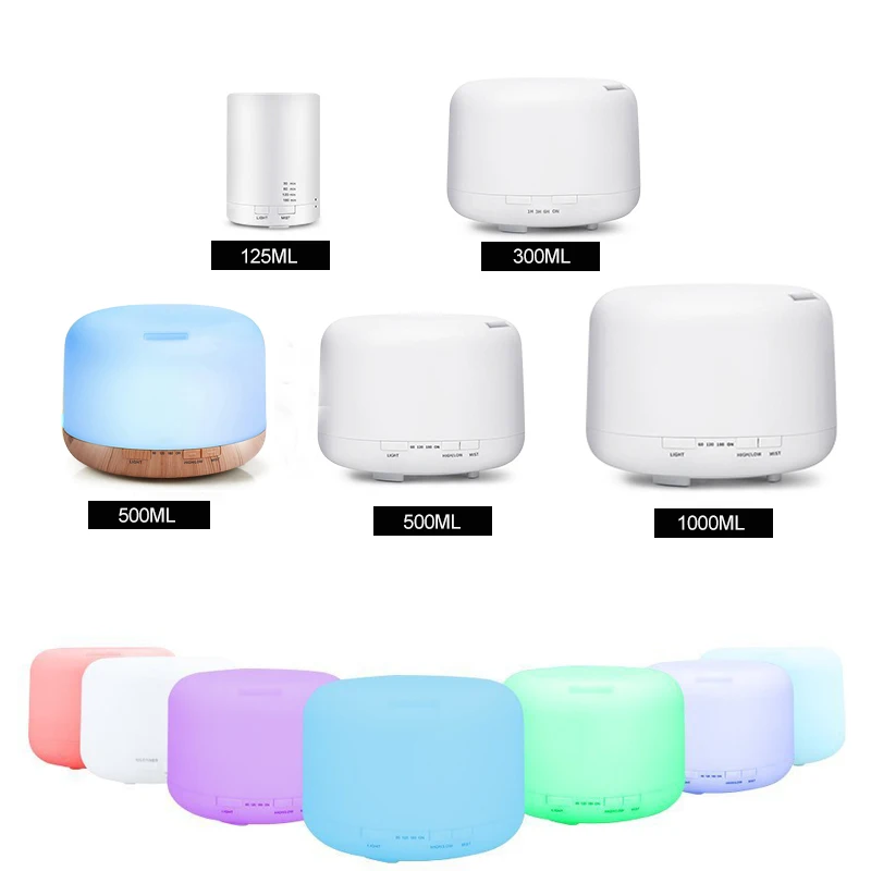  1000ML Air Aroma Diffuser Ultrasonic Humidifier home 7 Color LED Light Electric Aromatherapy Essent