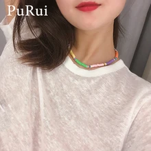 Разноцветное колье-чокер с бусинами от PuRui, разноцветные этнические ожерелья с бусинами, Женские Ювелирные аксессуары, богемное ожерелье-воротник