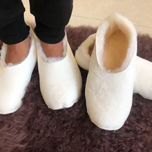 Wool Home Slippers for Men Keep Warm In Winter Shoes for Woman Carpet socks