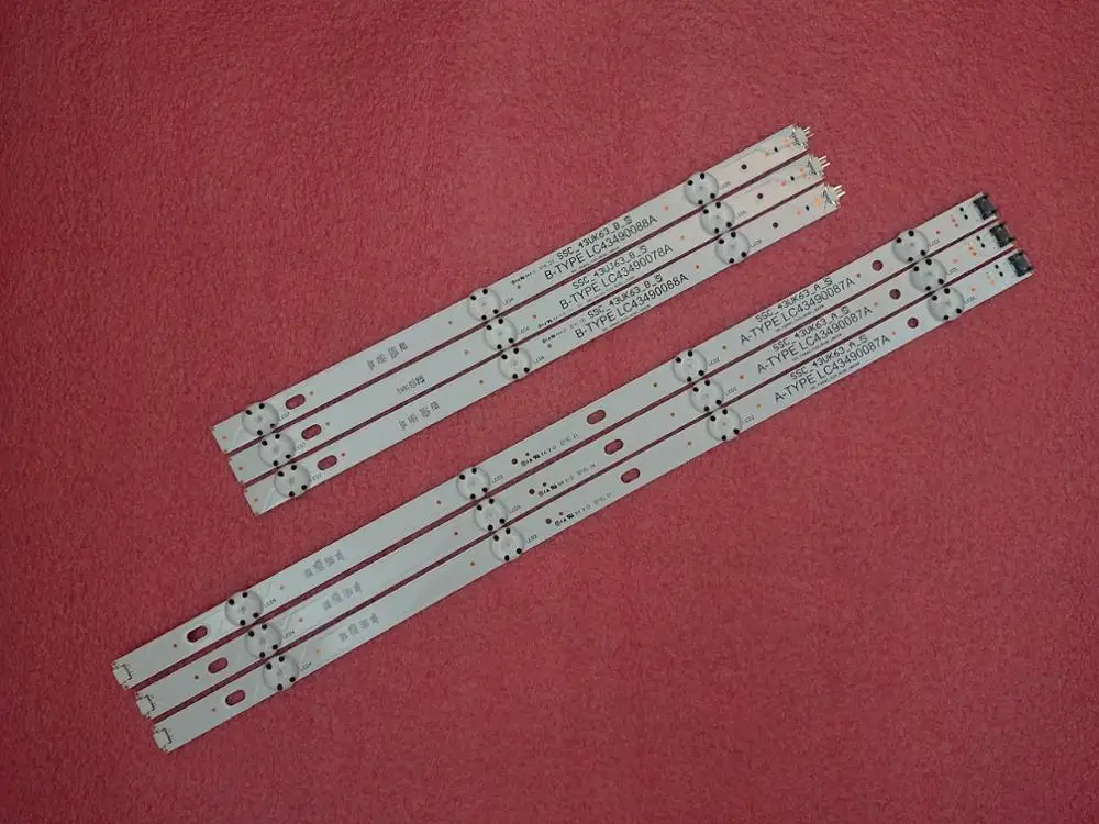 

New 10set=60 PCS LED backlight strip for LG 43UJ6300 43UK6300PUE LC43490087A LC43490088A LC43490077A LC43490078A SSC_43UJ63_A