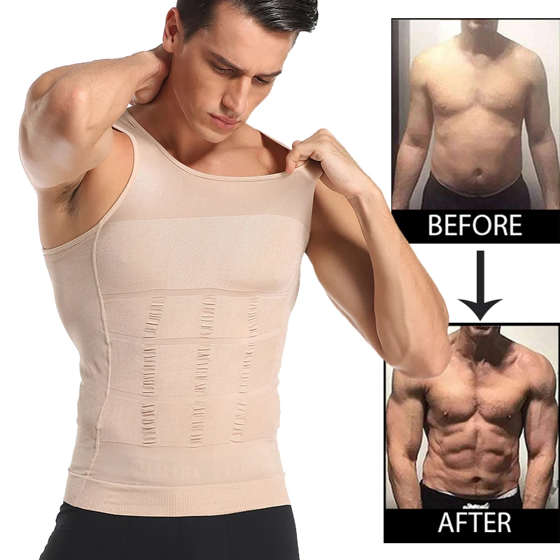 Be In Shape Men Slimming Body Shaper Waist Trainer Vest Tummy Control Posture Shirt Back Correction Abdomen Tank Top Shaperwear