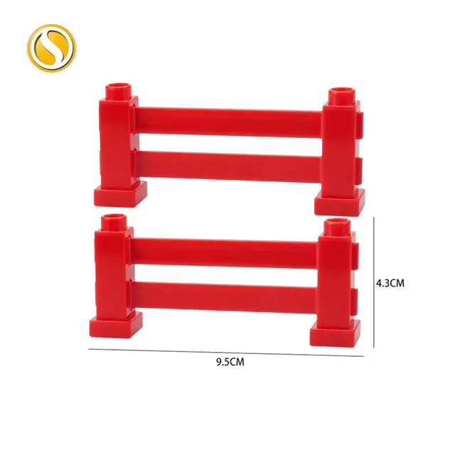 Big Building Block City Farm Architecture Accessories Fence Pillar Bridge Ladder Compatible Big Brick DIY Toys For Children Gift Square fence-red