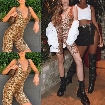 

US Sexy V Neck Women Playsuits Sleeveless Stripe Backless Playsuit Ladies Summer Romper Long Jumpsuit Trousers