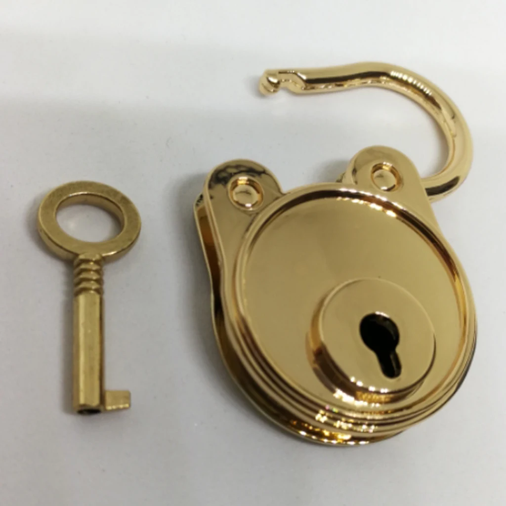 Vintage Brass Bear Padlock Mini Pad Lock Suitcase Luggage Lock 1 Keys 47mm