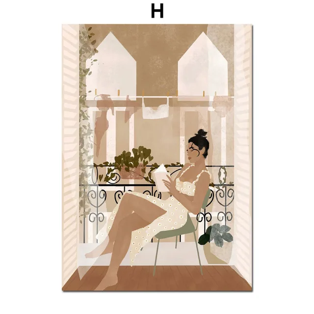 Black Cat Girl Reading Illustration Wall Art Canvas Painting Modern Nordic Posters And Prints Wall Picture For Living Room Decor H