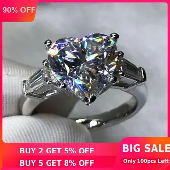 

Heart cut 5ct Lab Diamond Ring 925 sterling silver Jewelry Engagement Wedding band Rings for Women Bridal Fine Party accessory