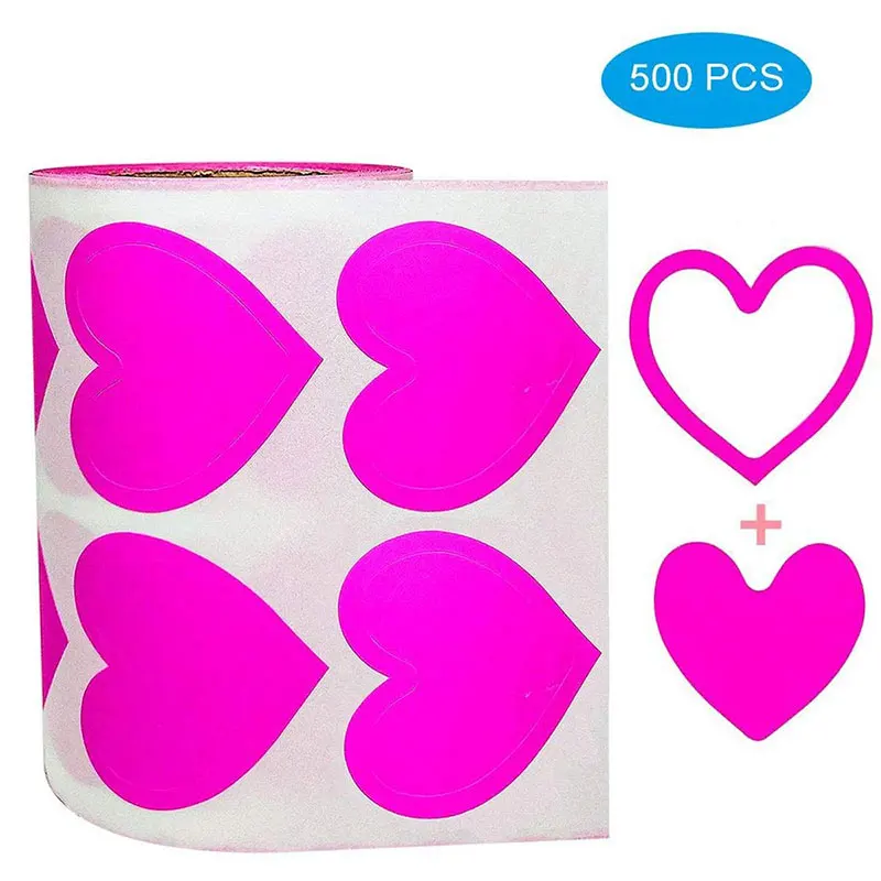 3WayPinkLoveHeartStickersRemovablePerforatedSelfAdhesive