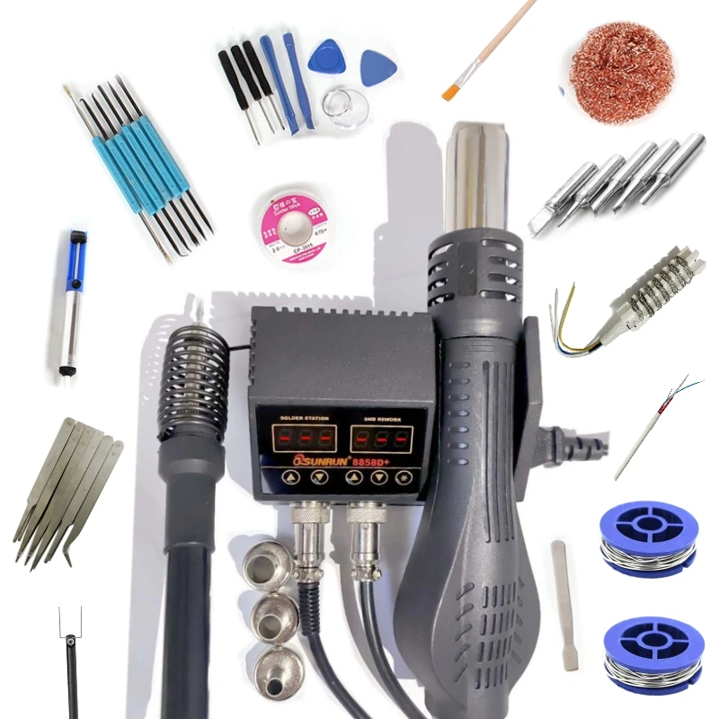 Паяльная станция паяльник пистолет горячего воздуха 2 в 1 BGA наладочная точечный