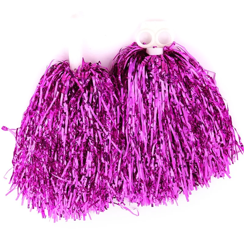 NonFading Metallic Streamer Pompoms Cheerleading Cheerleader pompom cheering dance pom aerobics sports item Supply 2 pieces Cheerleading Pom Poms