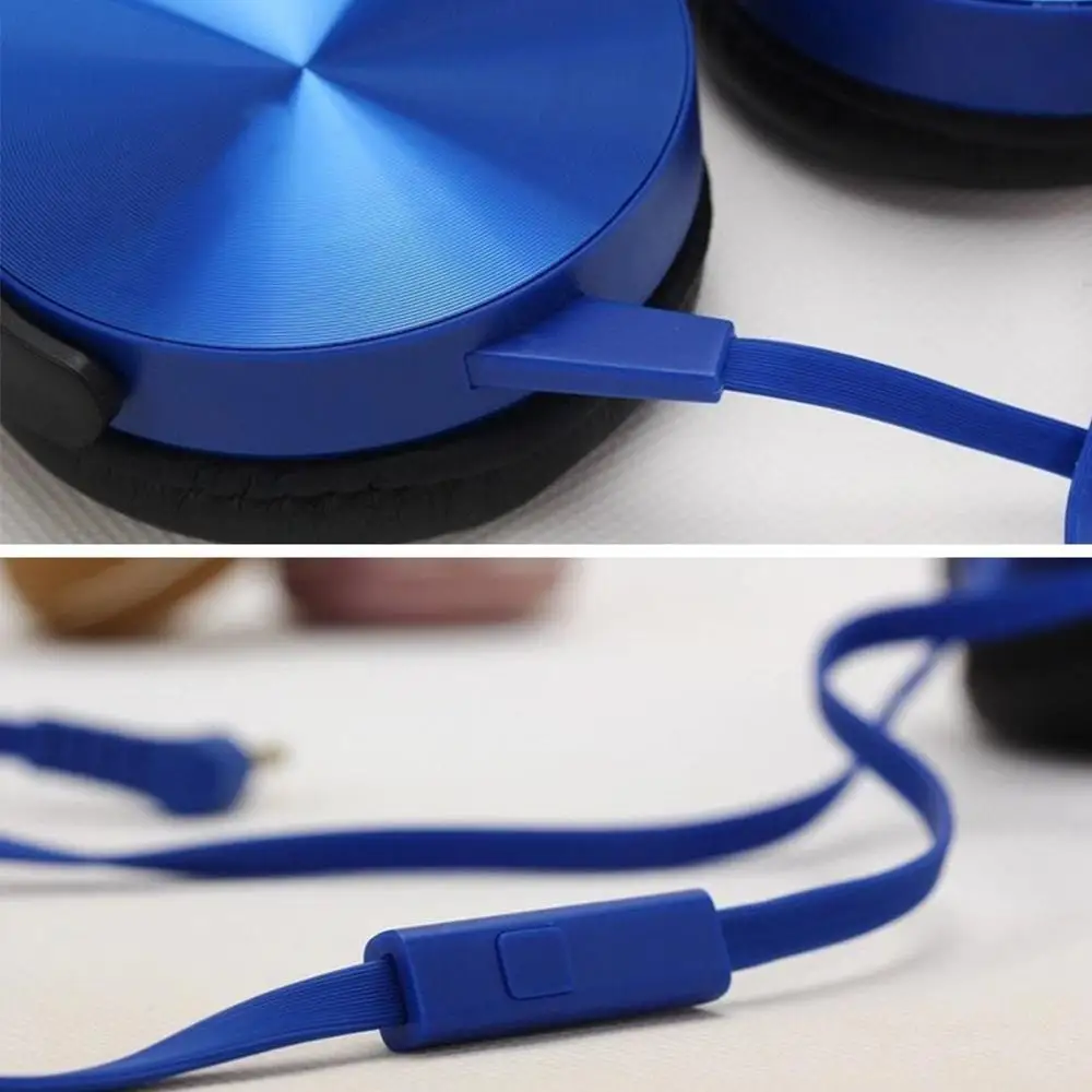 3 5mm Audio On Ear Headphones with Mic PC Tablet Laptop Cord Headsets Stereo Bass Portable Fold Flat Computer Earphone with Q1Y8