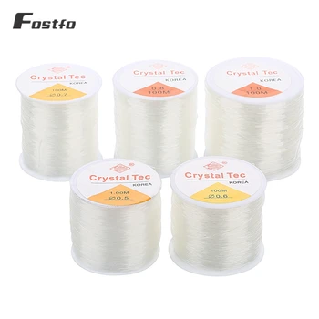 

Fostfo 100M/Roll White Plastic Crystal Tec Korea DIY Beading Stretch Cords Elastic Line Jewelry Making Supply Wire String Thread