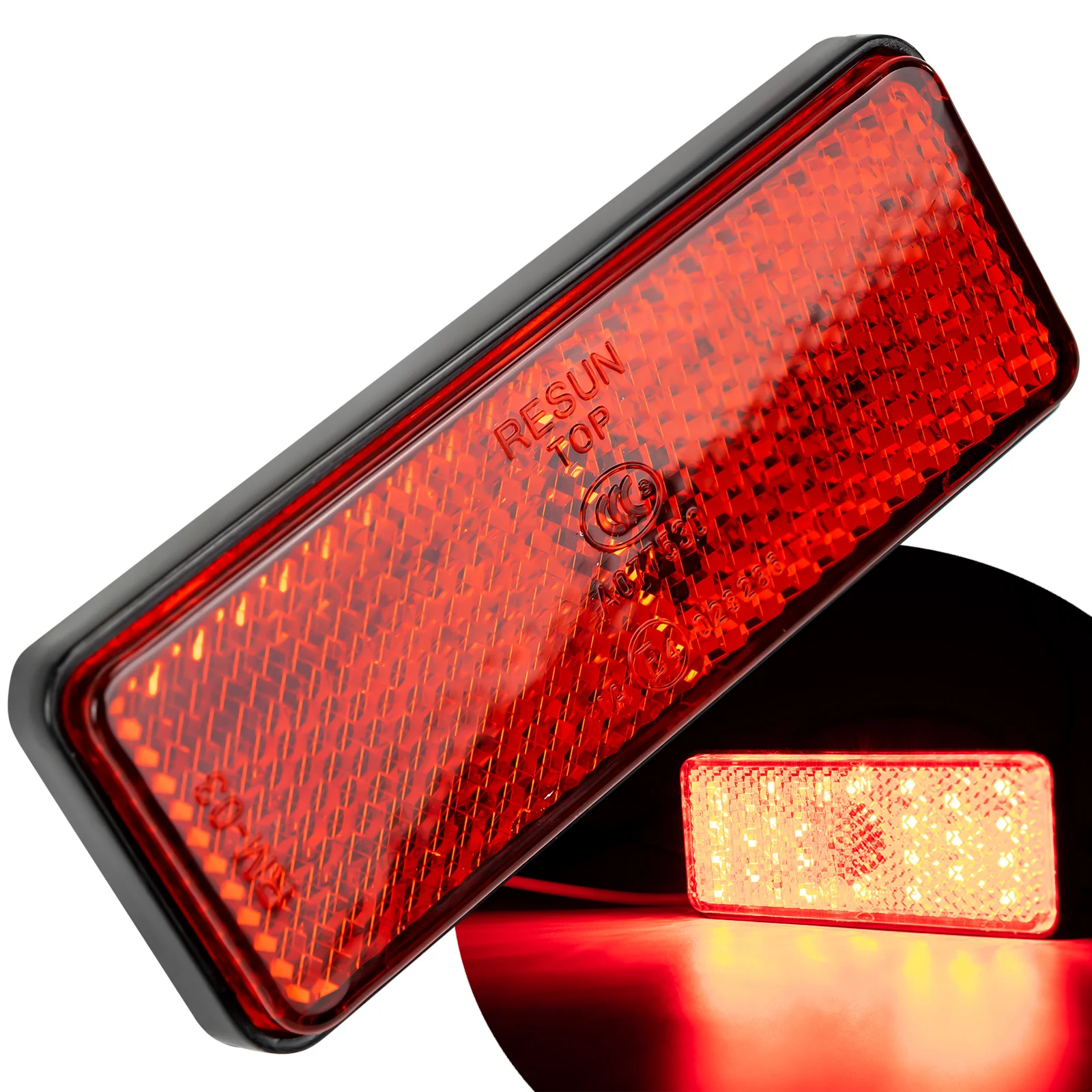 Yolu 2PCS Universal Rectangle Winker Tail Rear Stop Brake Warning LED Truck Light with Reflectors for Motorcycle ATV UTE Trailer RV Red 