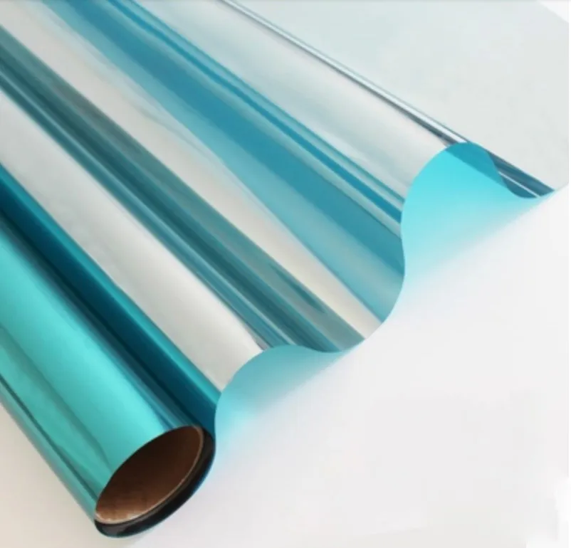 Цветная стеклянная пленка антиуф Серебристая зеркальная Светоотражающая