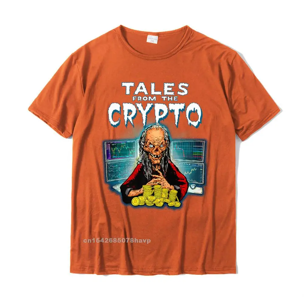 Personalized Cute Casual Tops Shirt Crew Neck Fall 100% Cotton Fabric Short Sleeve Tshirts for Men Funny Tee Shirts CRYPTO TALES - funny cryptocurrency miner comic BTC coin tee Premium T-Shirt__2513. orange