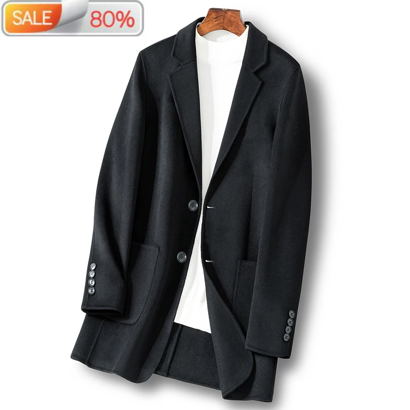 

Long Wool Coat Men Spring Autumn Jacket Double-sided Overcoat Mens Coats and Jackets Casual Manteau Homme 9A15 B21921
