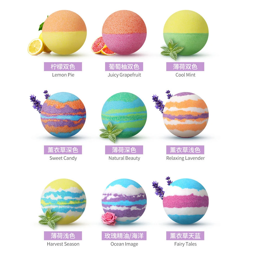 Organic & Natural Essential Oil Bath Bombs Bath SPA Fizzies Bath Salt Rich Bubble Bombs Ball For Women 108g XXL Size 6 pcs /set
