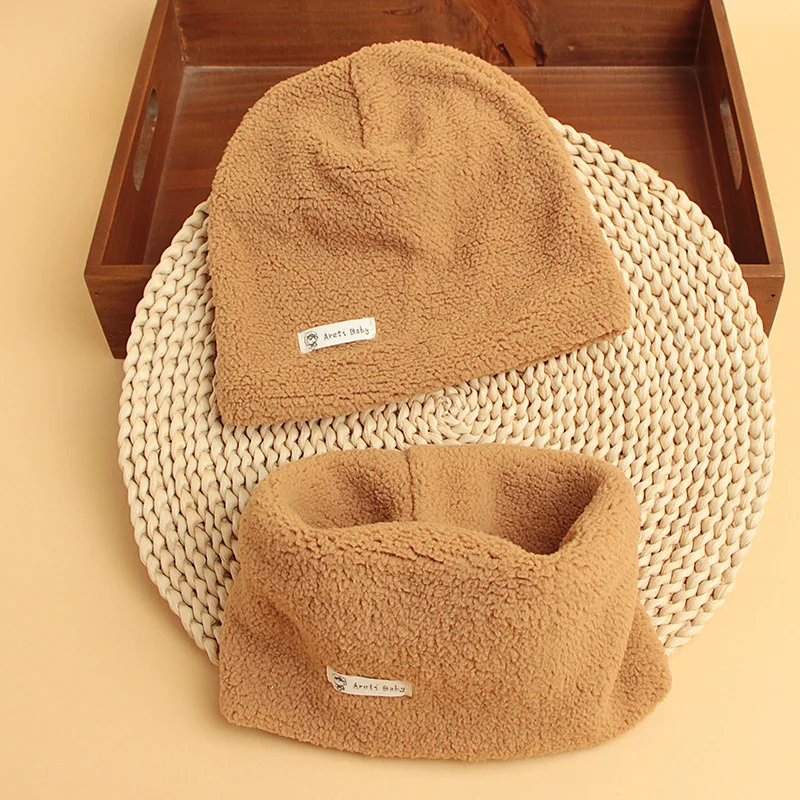 Зимняя детская шапка для мальчиков и девочек, чепчик для новорожденного младенца Baby muts Кепки детская Шапки детская шапочка шапка для новорожденных; хлопковая шапка для детей - Цвет: Khaki Scarf Hat