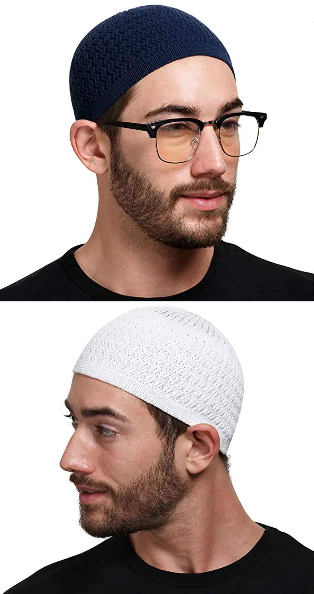 2021 New Pencil Cap Otton Skull Cap Beanie Kufi with Checkered-Knit Pattern in Solid Colors for Everyday Wear