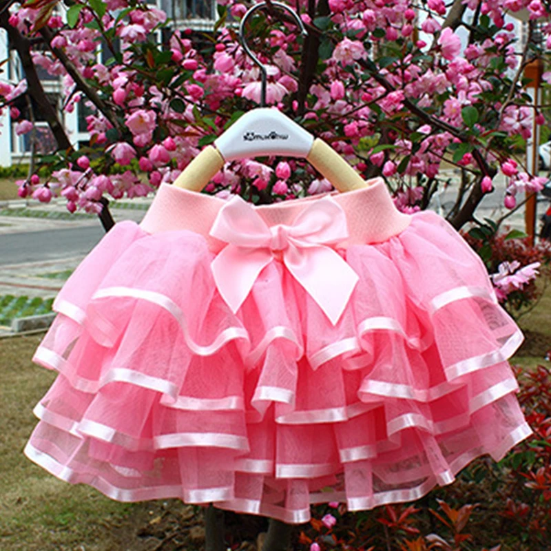 Tulle Skirts Ball-Gown Cake-Tutu Dance Birthday Girls Princess Kids 4-Layers Children