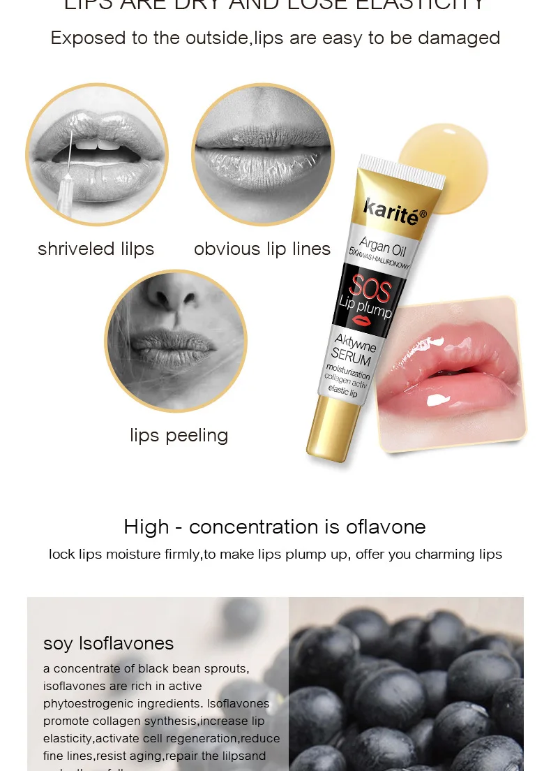 Instant Volumising Lip Plumper Moisturizing Lip Repairing Reduce Lip Fine Lines Brighten Lip Color Collagen Lip Plumper Oil