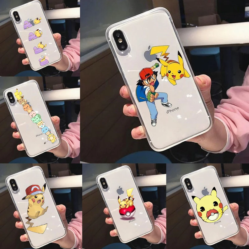 Модный и милый забавный Силиконовый ТПУ чехол с Пикачу Наруто для iphone X10 5s SE 6 6S Plus 7