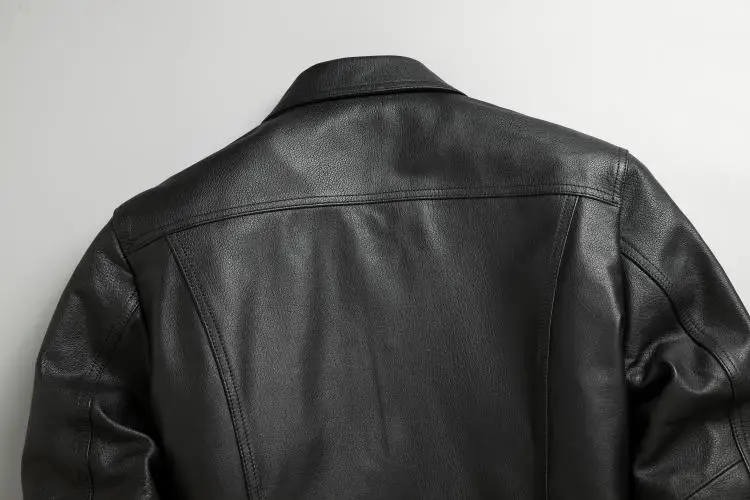 Free shipping.Men black classic casual goatskin jacket.quality slim short outdoor leather coat.fashion leather cloth.sales real sheepskin coat