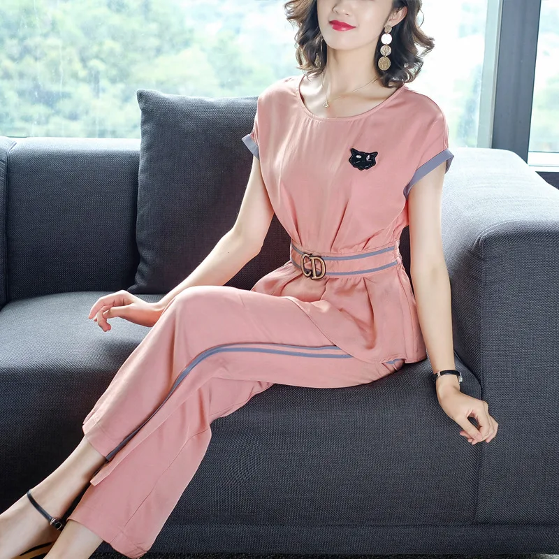 

Two-Piece Set Leisure Suit Summer Wear for Women Ozhouzhan 2019 New Style Business Goddess-Style Western Style Loose Pants Set