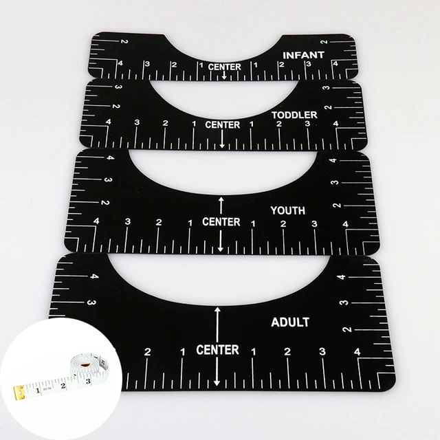 5Pcs/set T Shirt Ruler Guide for Applying and Sublimation Guide Cloth Design T Shirt Measurement Ruler DIY Draft Tools Template 