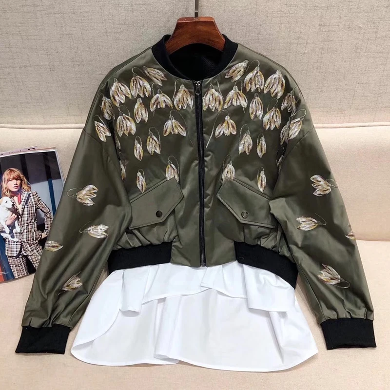 Famous Brand Jacket for Women High Quality Fashion Coat Floral Printed Elegant Party Jacket for Lady