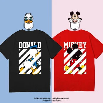 

Summer Mickey Mouse Women Cartoon T-shirt Donald Duck Minnie T-shirt Lovers Short Sleeve Loose Women Shirts Kawaii Tshirt Korean