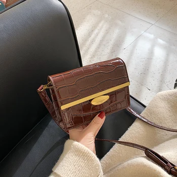 

Women 2020 Crocodile Pattern Crossbody Bags Small Chain Handbag small bag PU Leather Hand Bag Ladies Designer Evening Bags