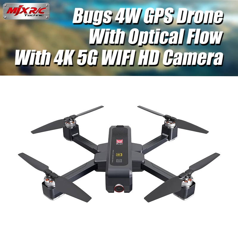 Складной бесщеточный Дрон MJX Bugs 4W B4W с GPS и камерой 4K FHD WIFI FPV 25 минут полета